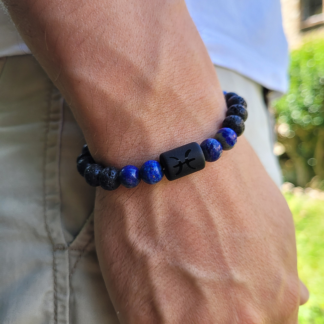 Bracelet Poisson Pierre de Lave Lapis Lazuli – Familystones