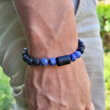 Charger l'image dans la galerie, Bracelet Verseau -Pierre de Lave - Sodalite