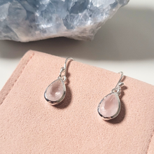 Charger l'image dans la galerie, boucles d'oreilles en quartz rose et argent