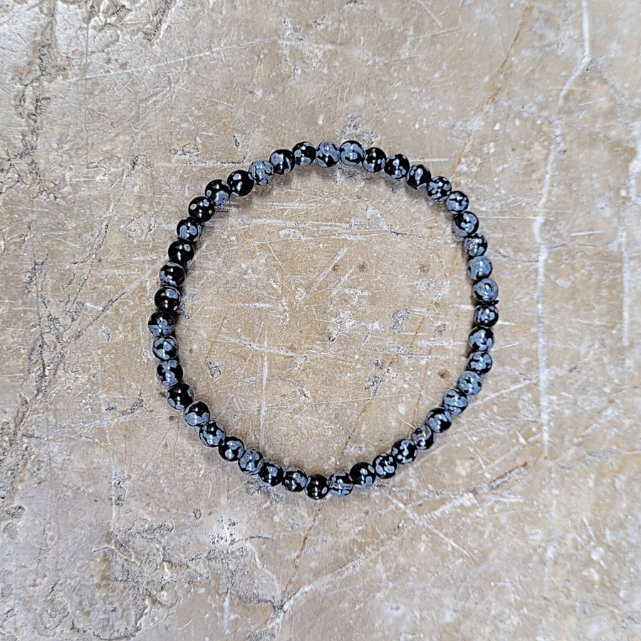 Bracelet Obsidienne Perles 4 mm