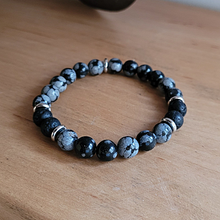 Charger l'image dans la galerie, Bracelet Pierre de Lave, Obsidienne et Acier