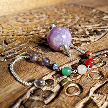Charger l'image dans la galerie, Pendule Sphère Améthyste-Sephoroton 7 Chakras Familystoness