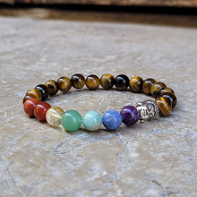 Charger l'image dans la galerie, Bracelet Œil du Tigre Bouddha 7 Chakras