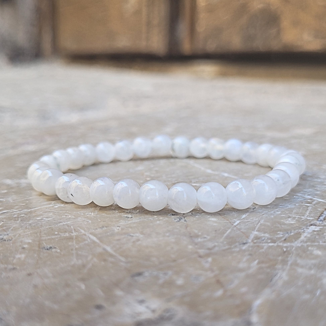 Bracelet En Pierre De Lune Minérale (perles 6 Mm) - Marque OxcmoBijoux - Neuf Avec étiquettes