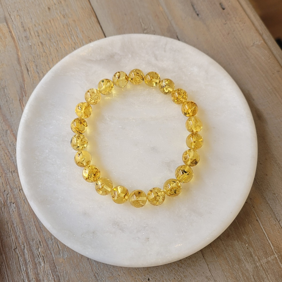 Bracelet en Ambre Naturel perles 9 mm