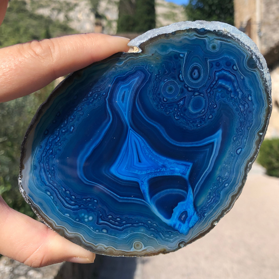 tranche d'agate bleue