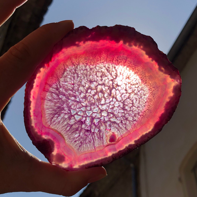Tranche Agate Rose - Pièce Unique B