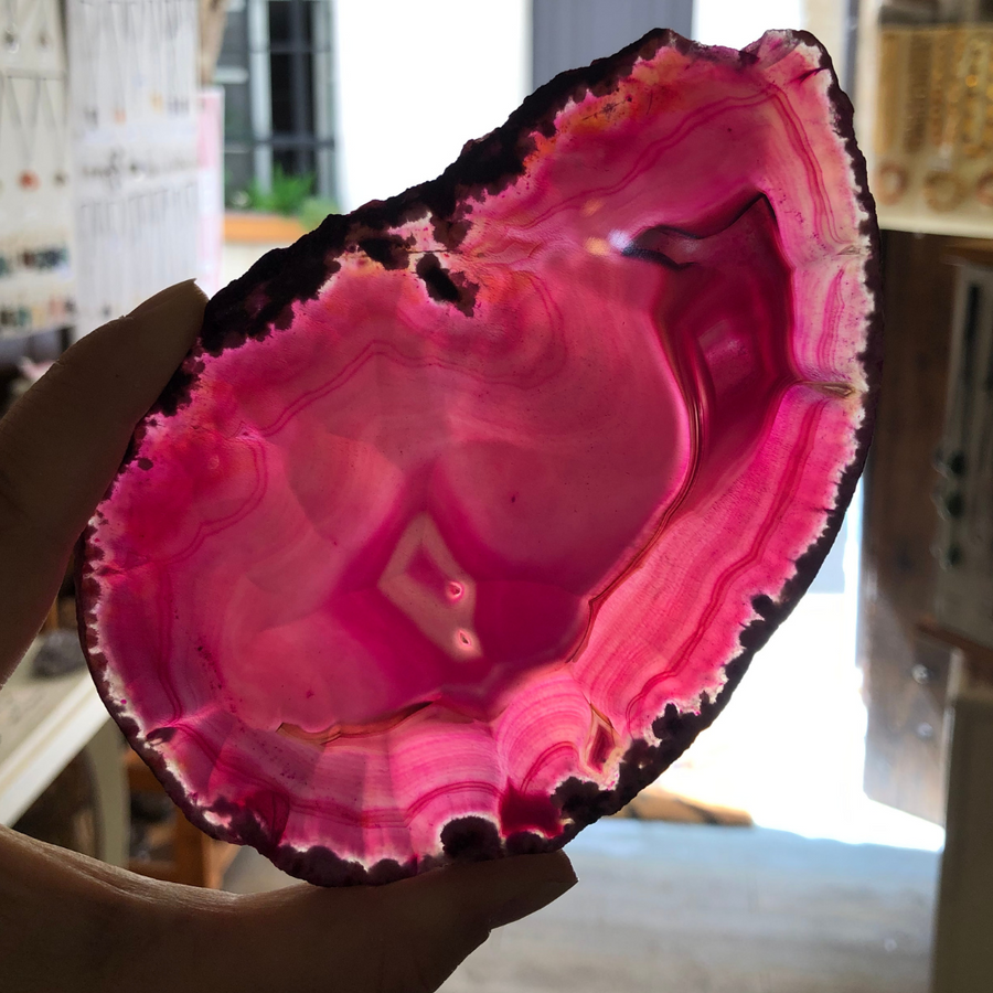 agate rose en tranche