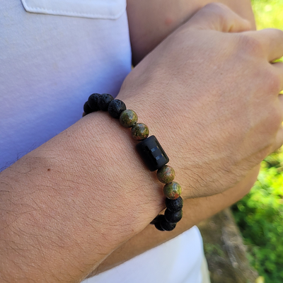 Bracelet Gemeaux - Pierre de Lave - Unakite