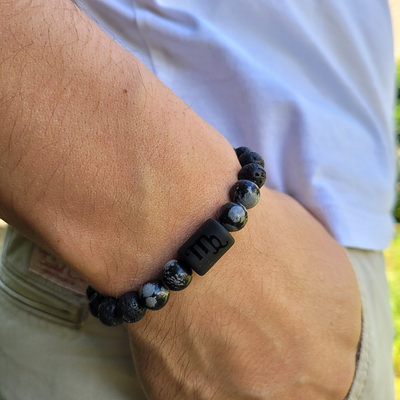 Bracelet Vierge - Pierre de Lave - Obsidienne Neigeuse
