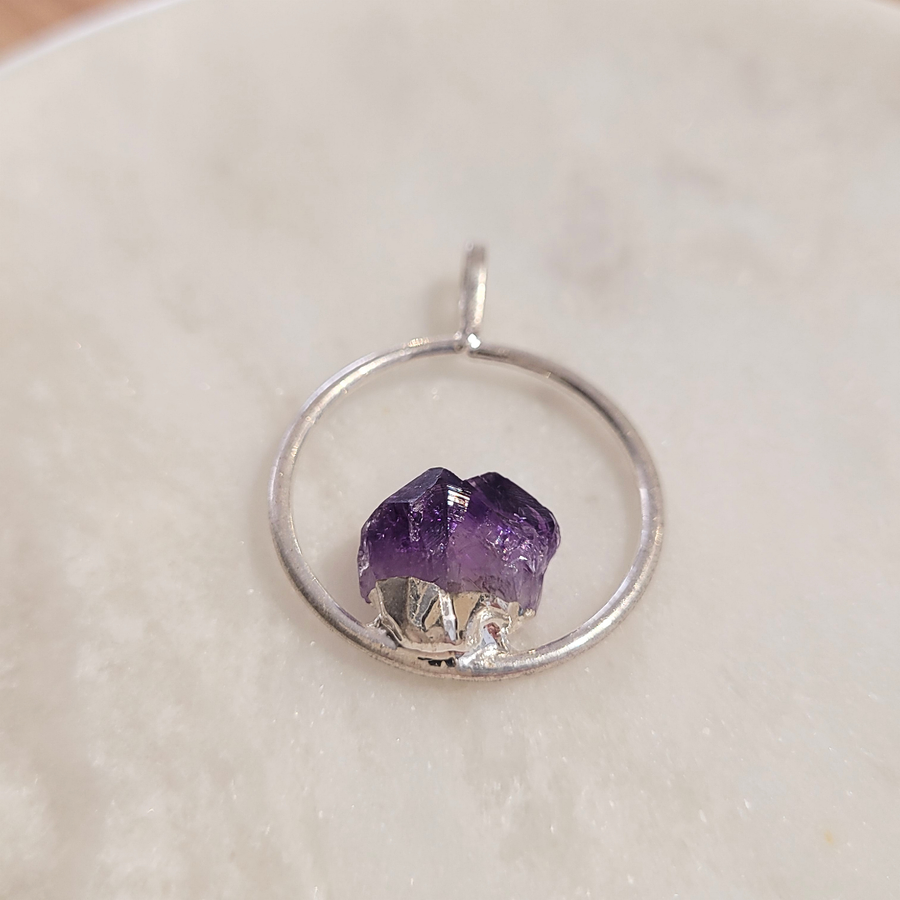 pendentif amethyste cercle