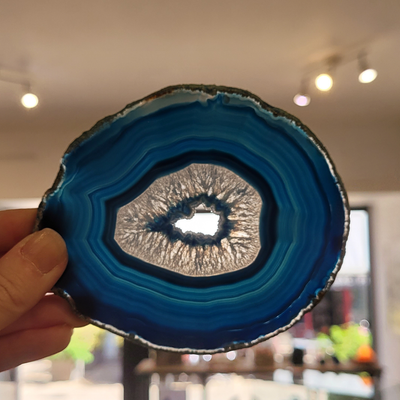 Tranche Agate Bleue - Pièce unique K