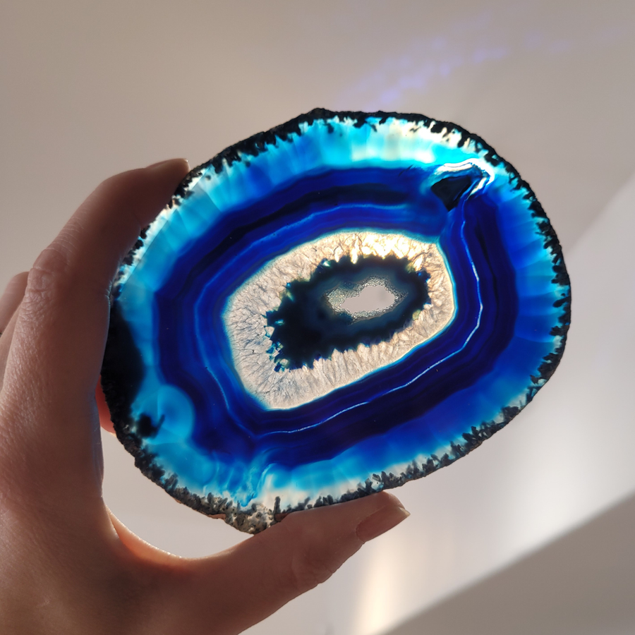 Tranche Agate Bleue - Pièce unique Z