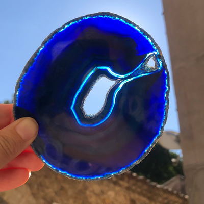 Tranche d'Agate Bleue - Pièce Unique - H