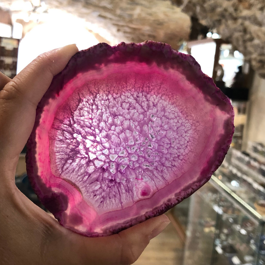 tranche d'agate rose