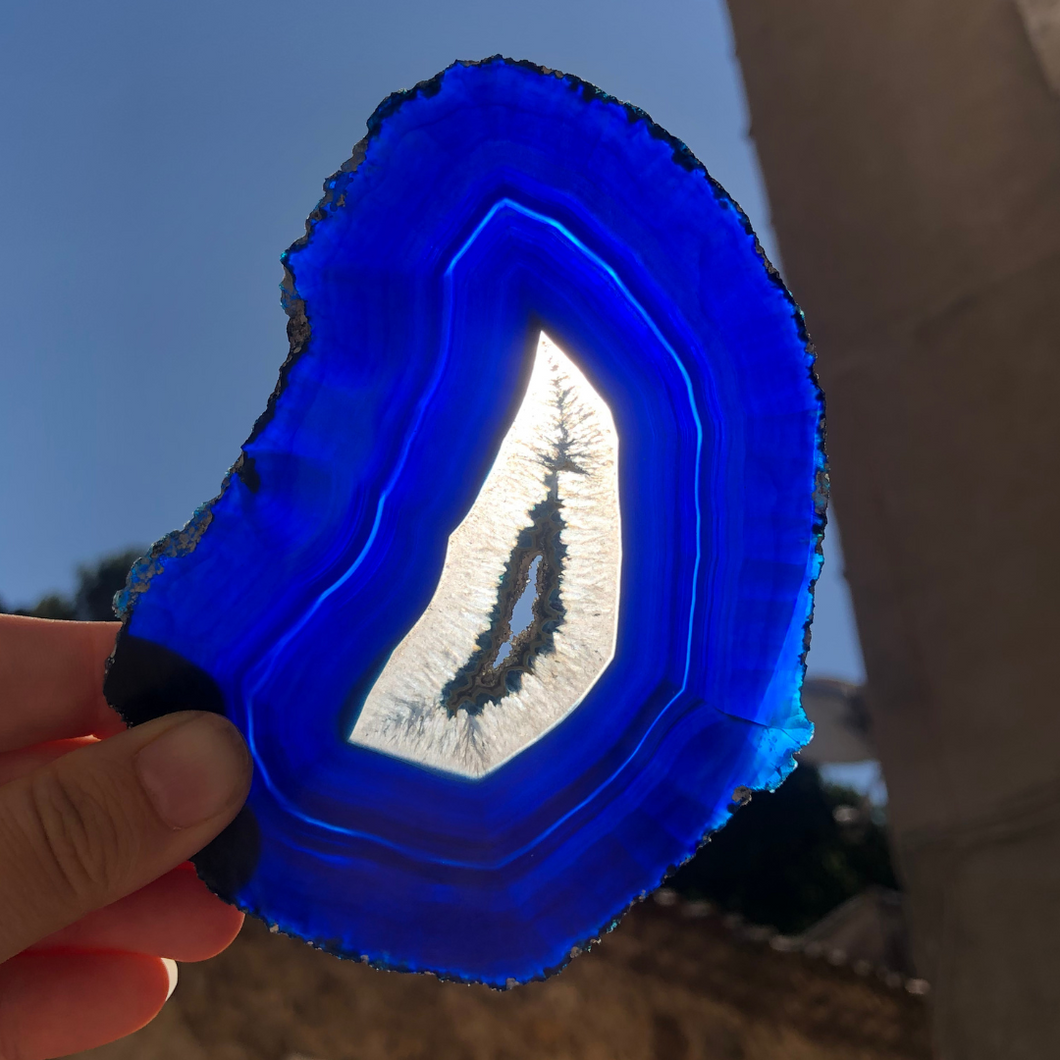 Tranche d'agate bleue