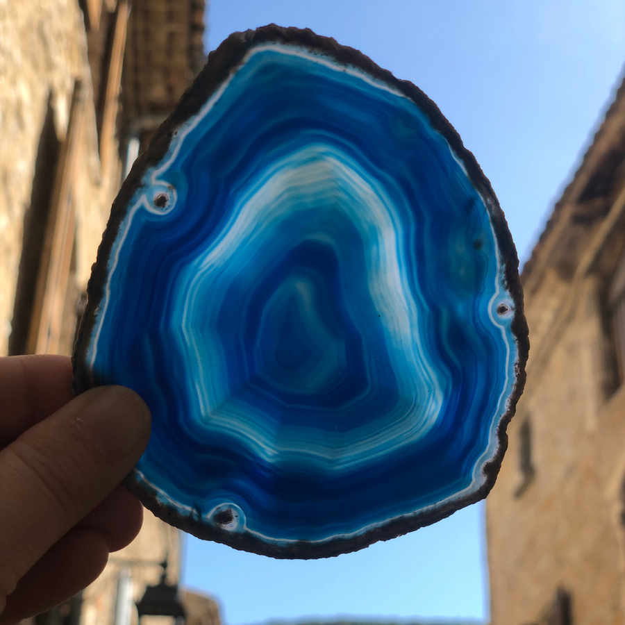 tranche d'agate bleue