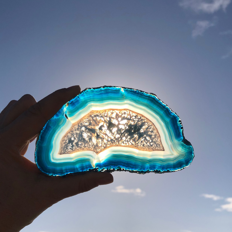 Tranche agate bleue- Pièce unique J