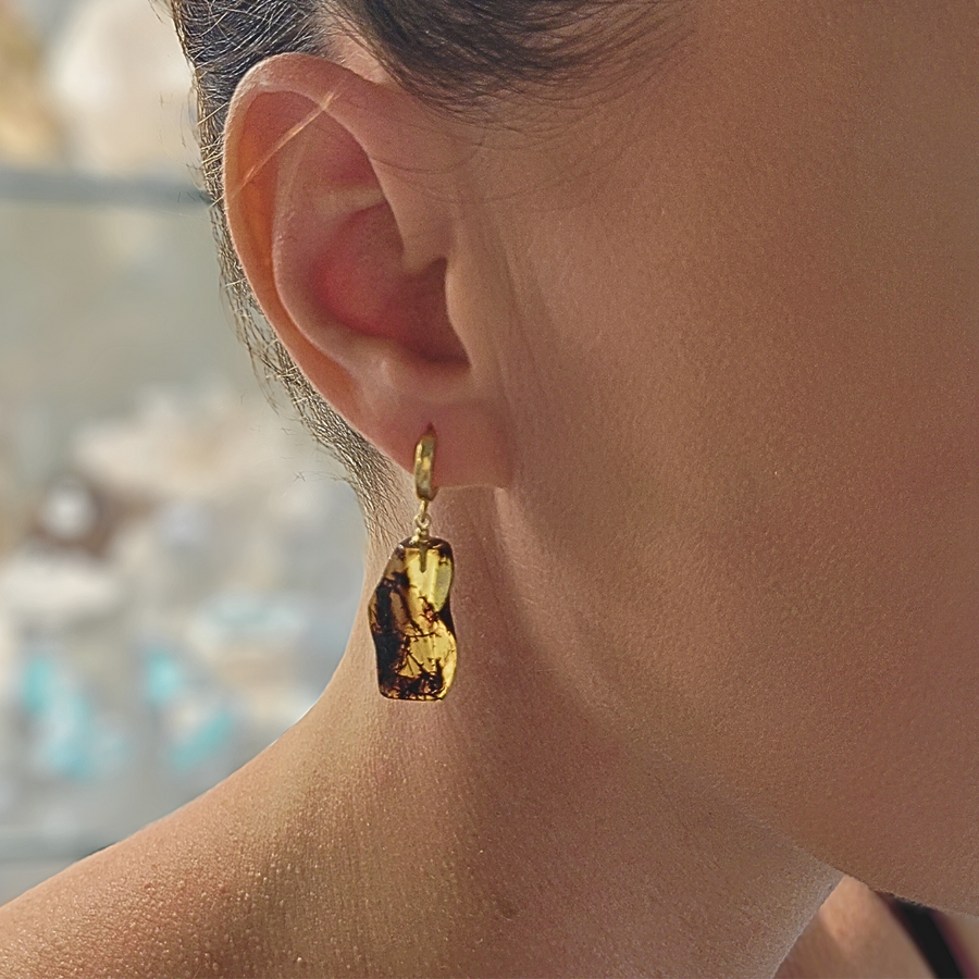 boucles d'oreilles ambre premium