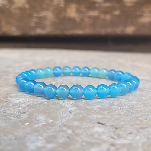 Bracelet agate bleue 6 mm