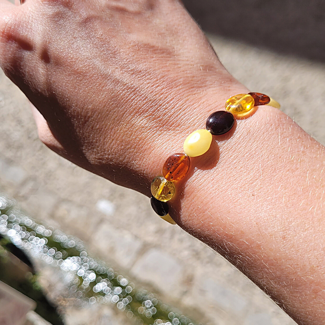bracelet femme ambre tricouleur