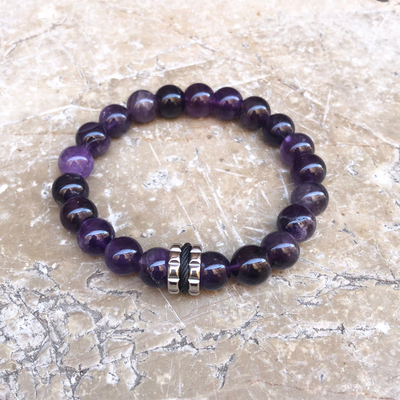 Bracelet Améthyste Perles 10 mm