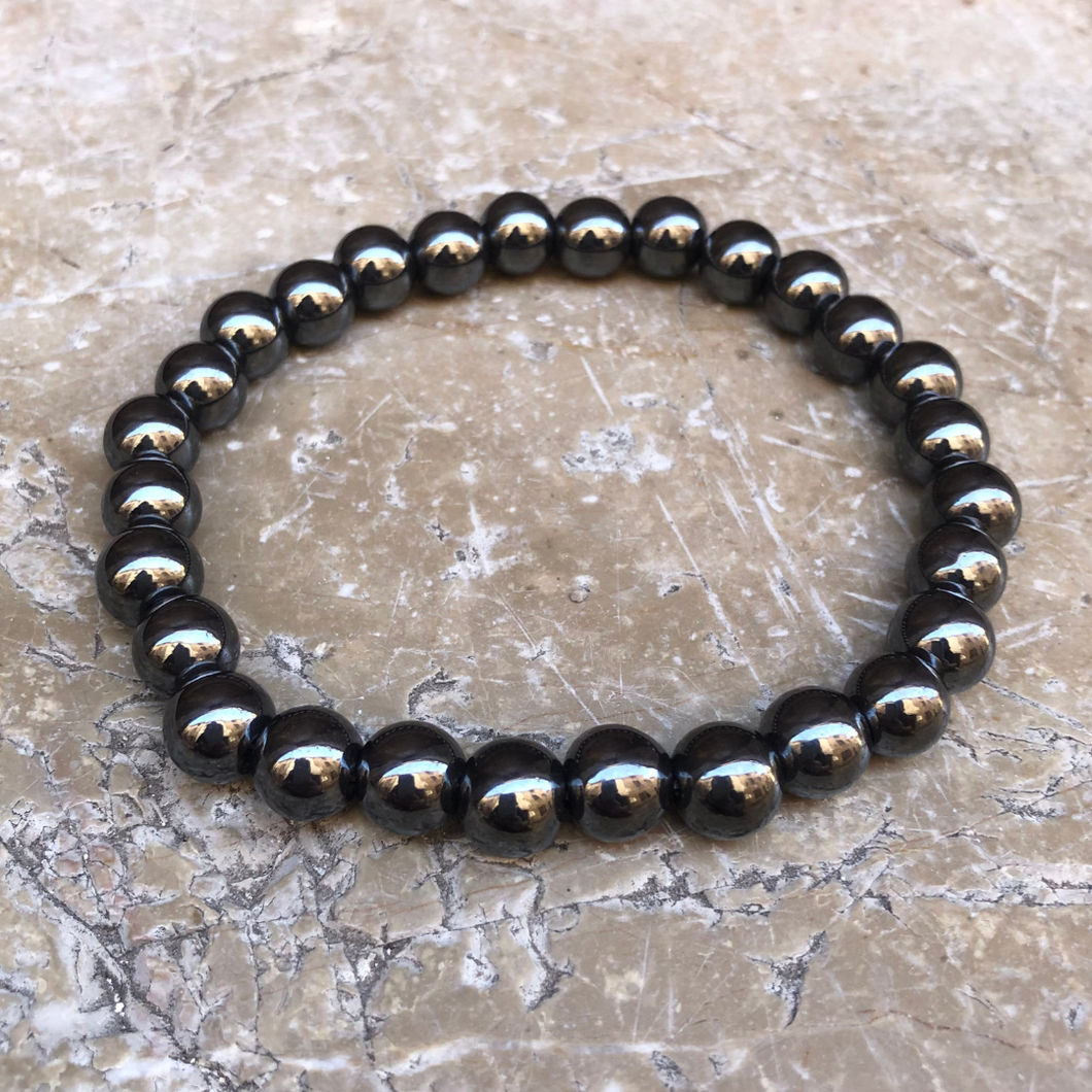 Bracelet Hématite 10 mm / Très grand poignet Homme