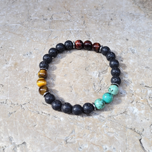 Charger l'image dans la galerie, Bracelet Œil de Tigre, de Taureau et Turquoise Africaine
