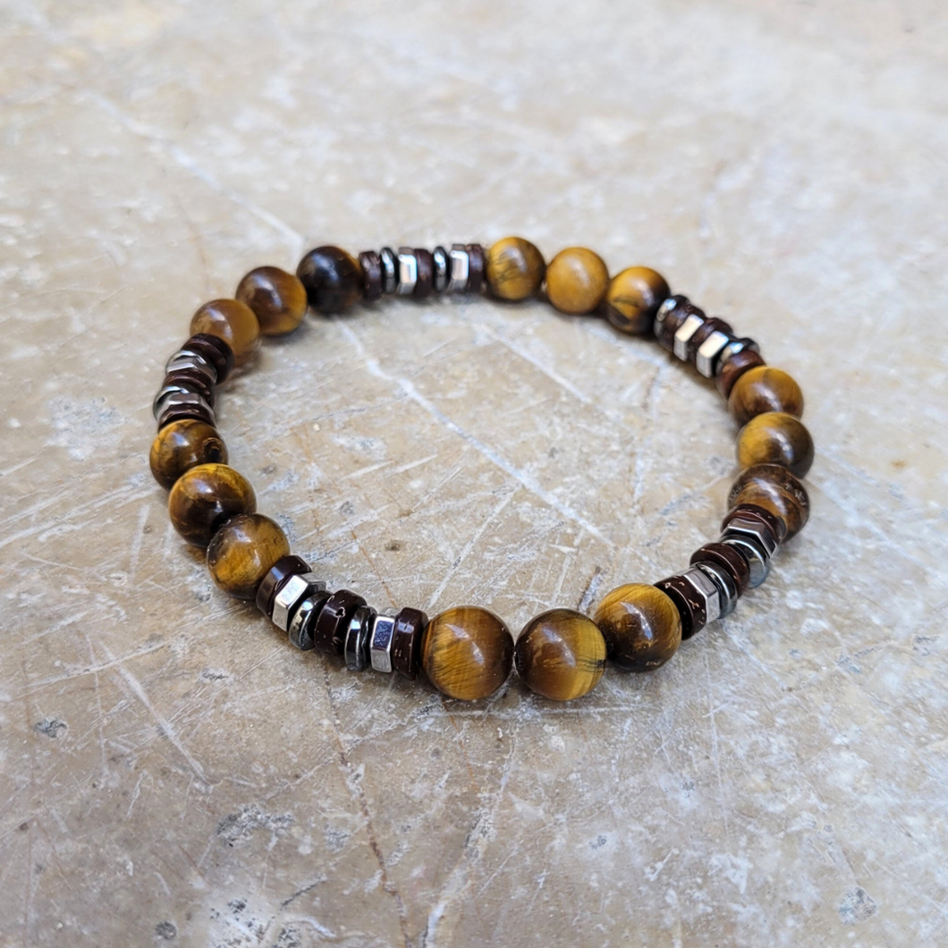bracelet oeil de tigre, hematite