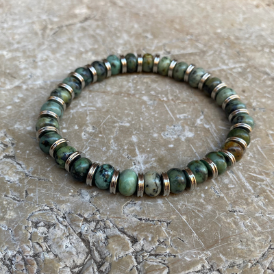 Bracelet Turquoise Africaine  Perlines 8 mm