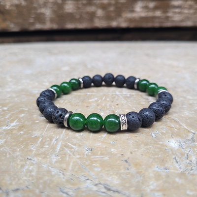 Bracelet Jade et Pierre de Lave