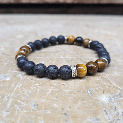 Bracelet Pierre de Lave et Œil de Tigre