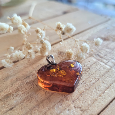 Pendentif Coeur en Ambre