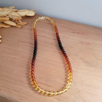 Collier Ambre Premium - Perles Tricouleurs