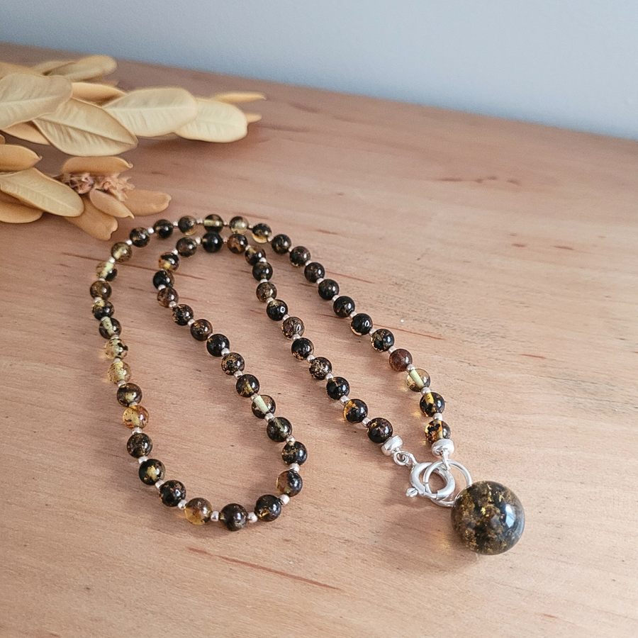 collier ambre vert premium