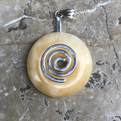 Porte Bonheur - Disque Bi Calcite Jaune 2,8 cm