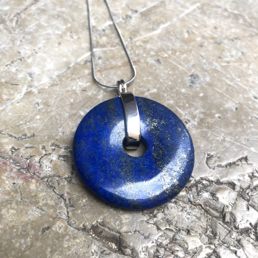 Pendentif Disque Bi Lapis Lazuli 4 cm