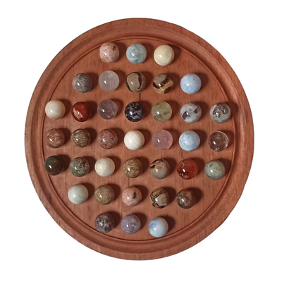Jeu grand solitaire en pierres naturelles - grandes billes - livraison offerte