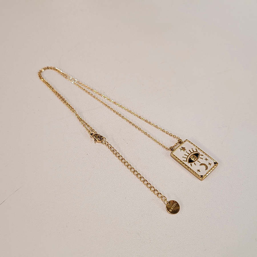 Pendentif Porte Bonheur Œil protecteur - Blanc