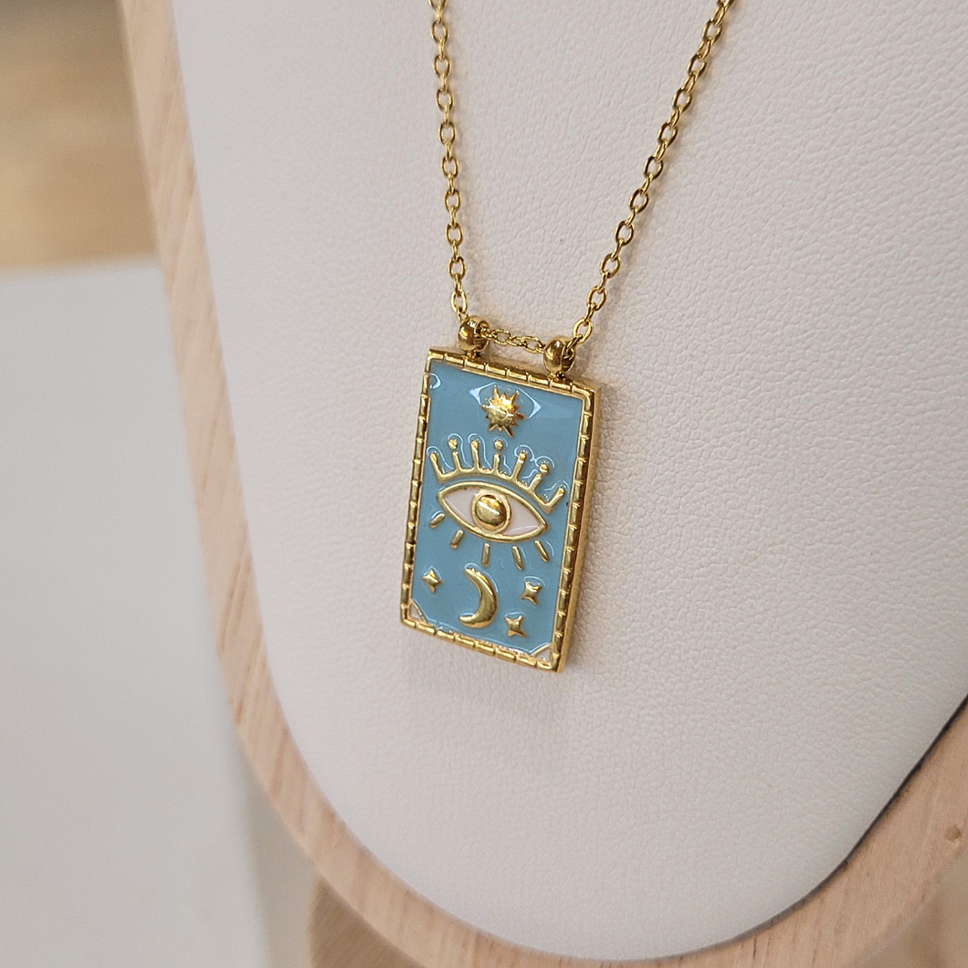 Collier Œil protecteur - Porte Bonheur - Bleu