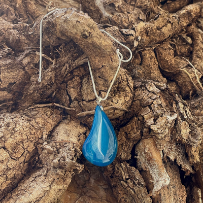 Pendentif en Agate bleue
