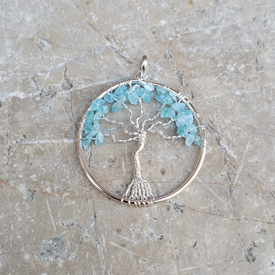 Pendentif arbre de vie en Aigue-marine