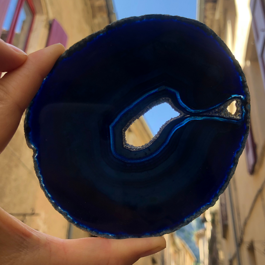 Tranche d'Agate Bleue - Pièce Unique 