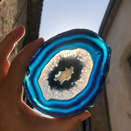 tranche agate bleue cristallisée