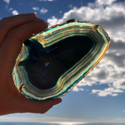 Tranche d'Agate Bleue - Pièce Unique- G
