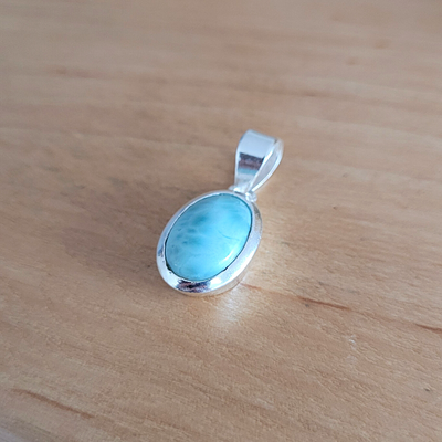 Pendentif Goutte Larimar sur Argent