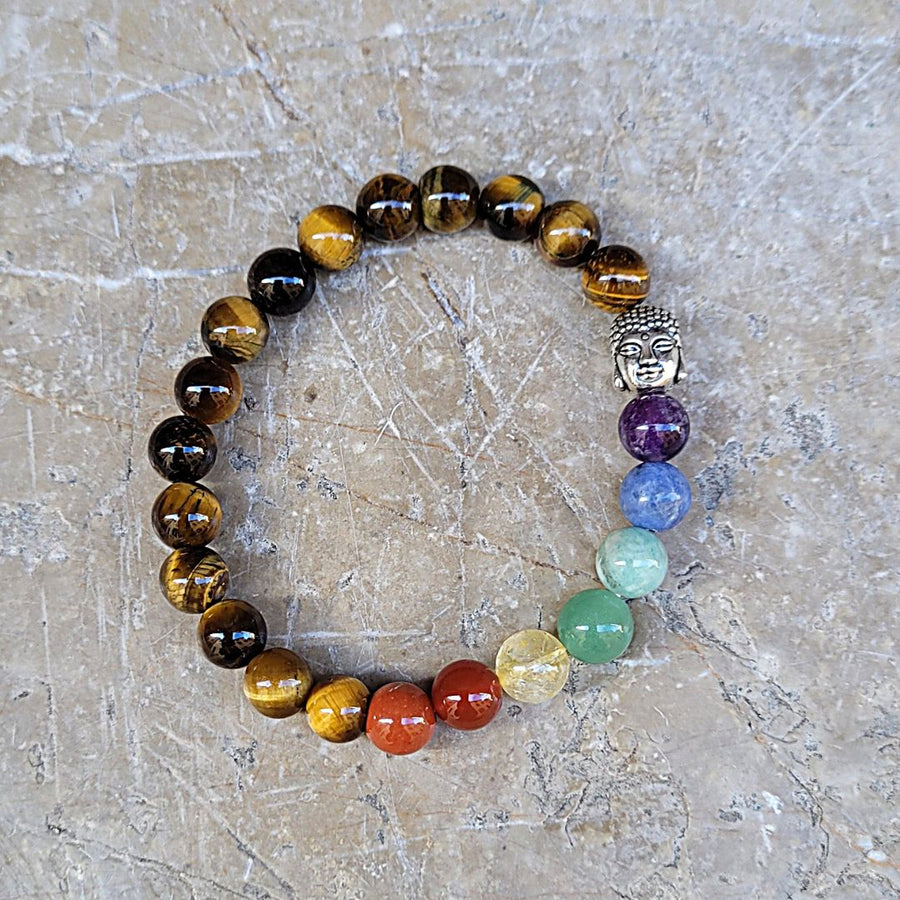 Bracelet Œil du Tigre Bouddha 7 Chakras