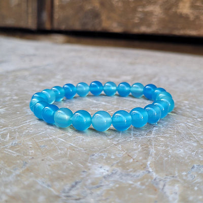 Bracelet Agate Bleue Perles 8 mm