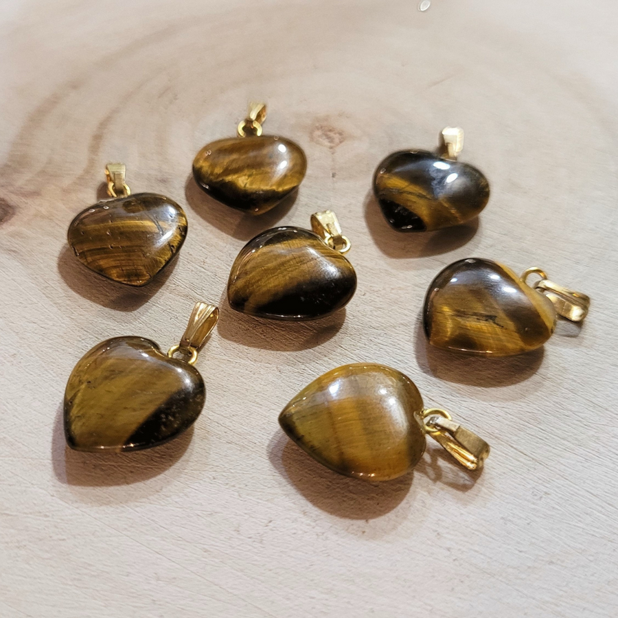 Pendentif petit Cœur en Œil du tigre