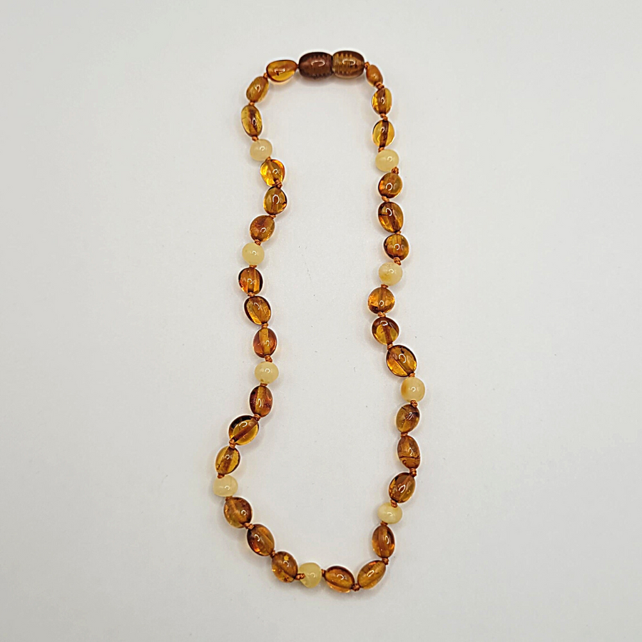 Collier Ambre Bébé Perles Miel bicouleur